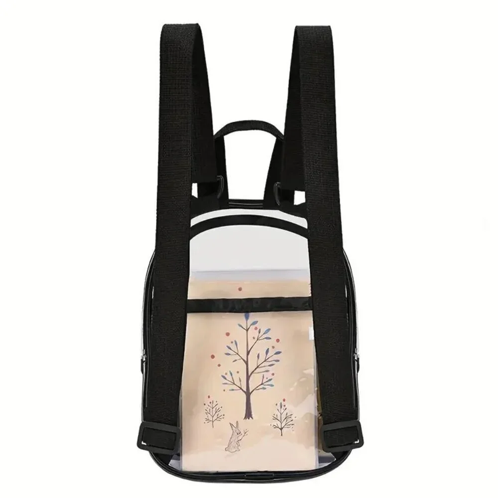 Clear Stadium Backpack Black Trim Waterproof PVC Concert Game Travel Bag